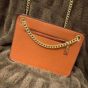 Small Brown & Gold Chain Leather Handbag